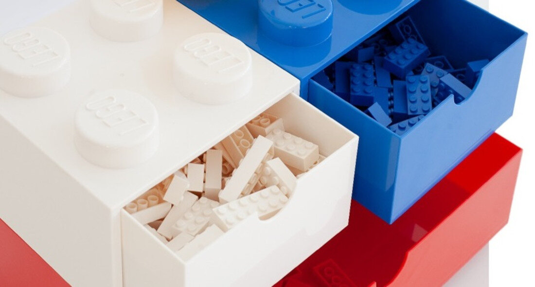 Pojemnik na LEGO z szufladka  Brick 8 Niebieski 40211731