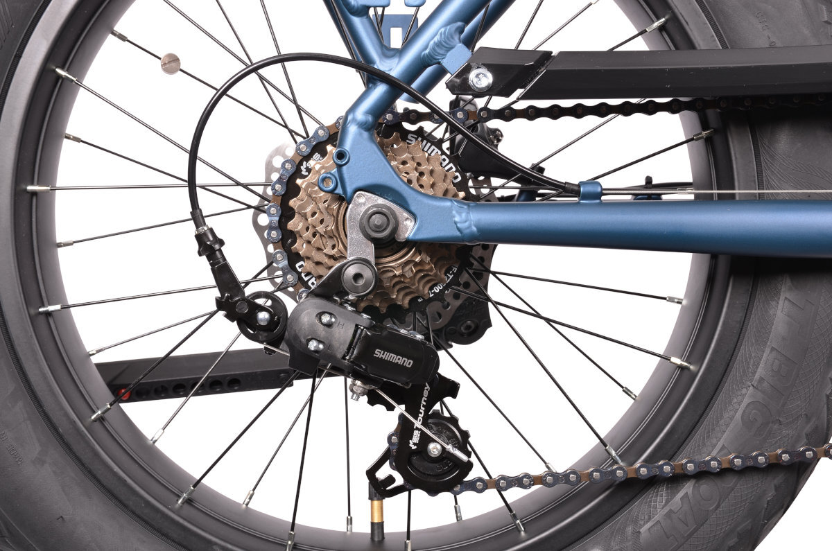 ROWER ELEKTRYCZNY FATBIKE ATALA CALIFFO 20 NIEBIESKI MAT M43 17 7 wydajnych biegow z przerzutkami shimano tourney