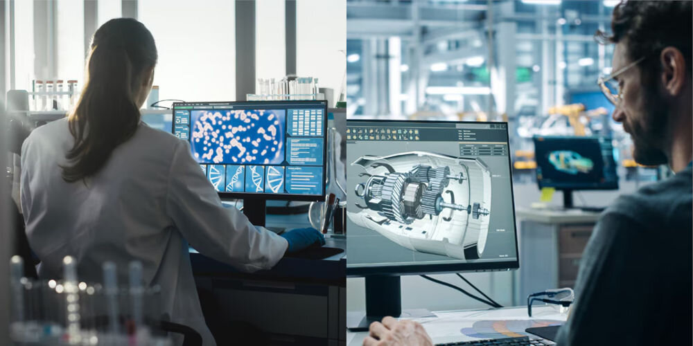 Procesor AMD Ryzen Threadripper Pro 5975WX osoba pracująca przy komputerze renderowanie projektów architektura Zen 4 zaawansowane funkcje bezpieczeństwa wydajność biznesowa