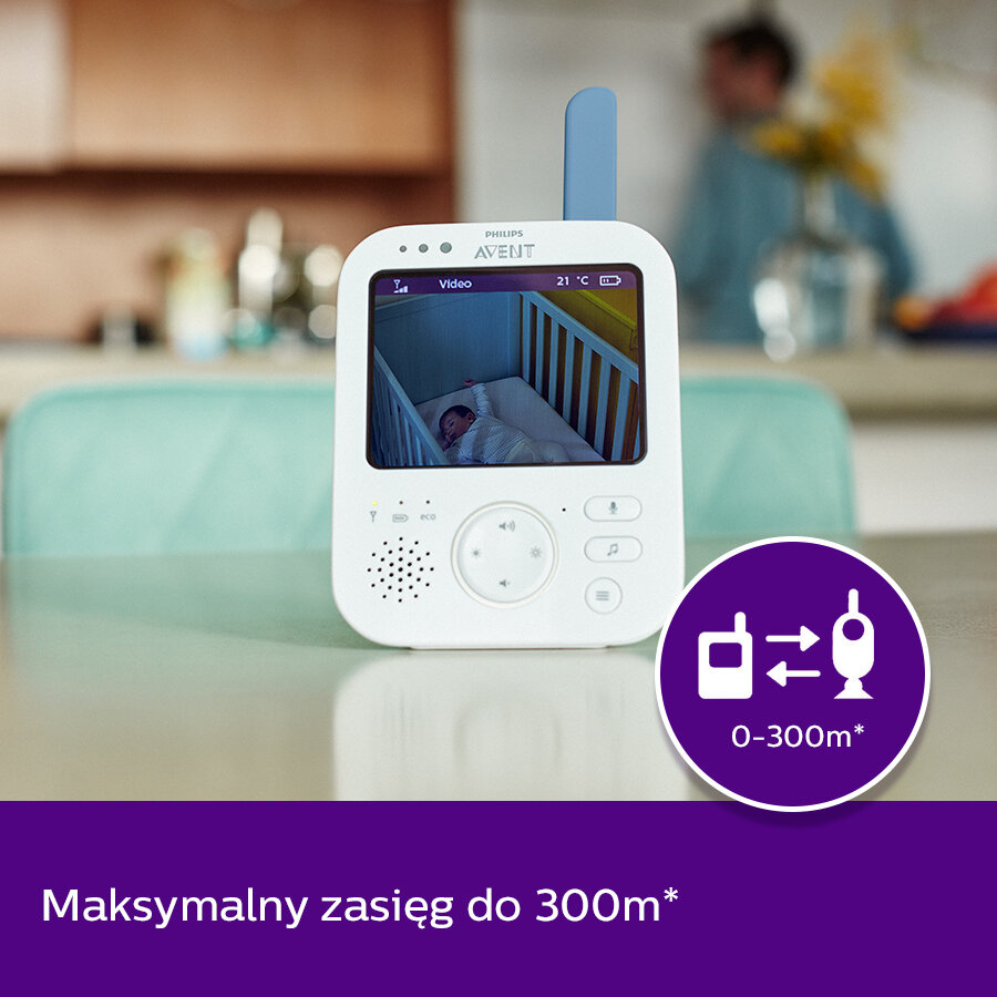 Niania elektroniczna PHILIPS Avent Video SCD845/52 odleglosc rozmowa