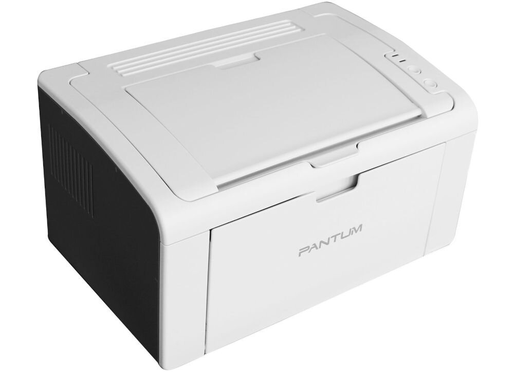 Drukarka PANTUM P2509W Wi-Fi prezentacja drukarki od przodu pod kątem na białym tle różne rodzaje nośników tworzenie różnorodnych dokumentów