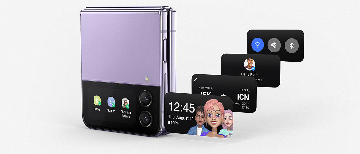 Zobacz, jak można spersonalizować ekran zewnętrzny w składanym smartfonie Galaxy Z Flip4 Zobacz, jak można spersonalizować ekran zewnętrzny w składanym smartfonie Galaxy Z Flip4