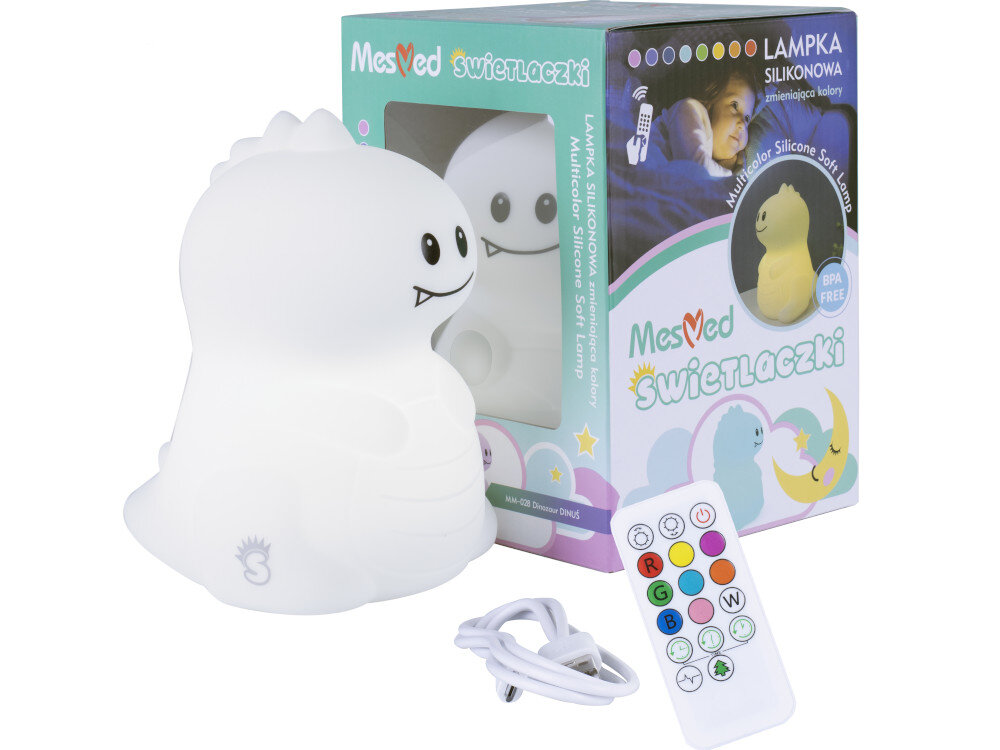 Lampka nocna MESMED swietlaczek Dinus MM-028 opakowanie elementy zestaw
