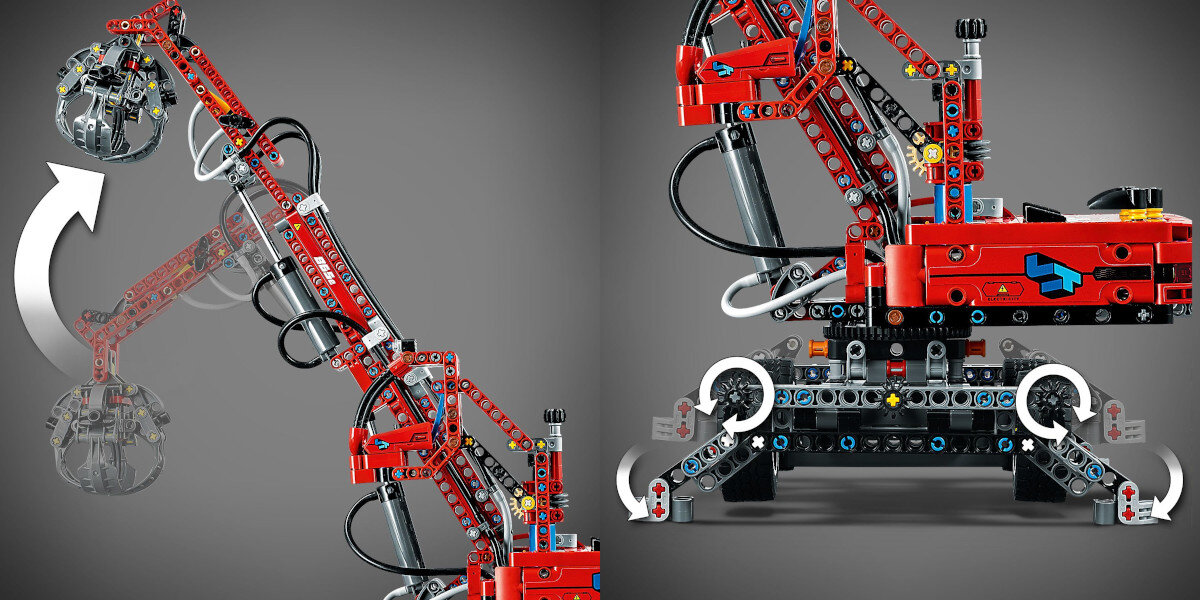 LEGO Technic Dzwig z chwytakiem 42144 kabina podwozie podpory