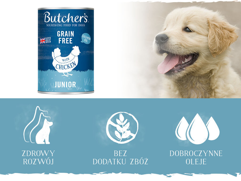 Karma dla psa BUTCHER'S Original Junior Kurczak 400 g butchers original junior pies grafika druga 400g