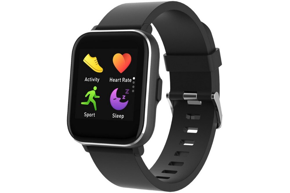 Smartwatch AIWA SW-100  ekran bateria czujniki zdrowie sport pasek ładowanie pojemność rozdzielczość łączność sterowanie krew puls rozmowy smartfon aplikacja 