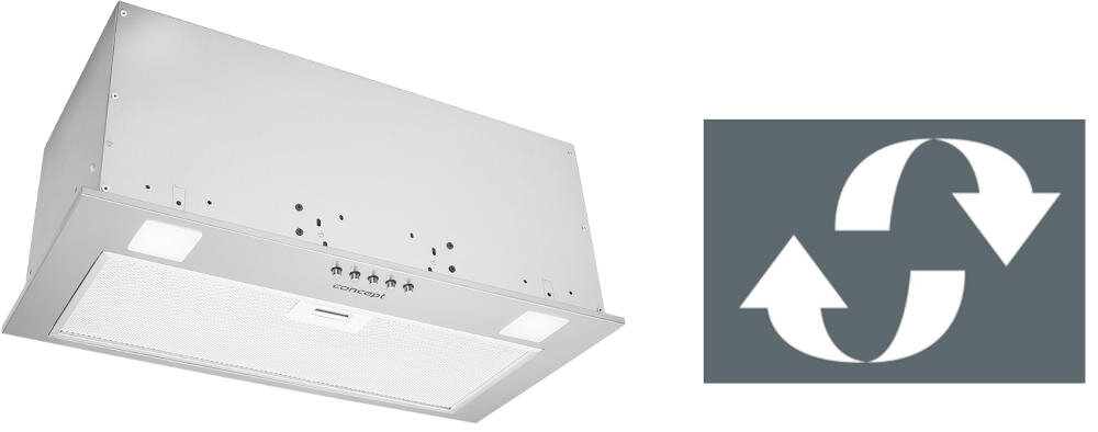 CONCEPT Sinfonia OPI3360ss para kuchnia funkcja recyrkulacja metalowy filtr przeciwtłuszczowy pochłanianie tłuszcz oczyszczanie powietrze