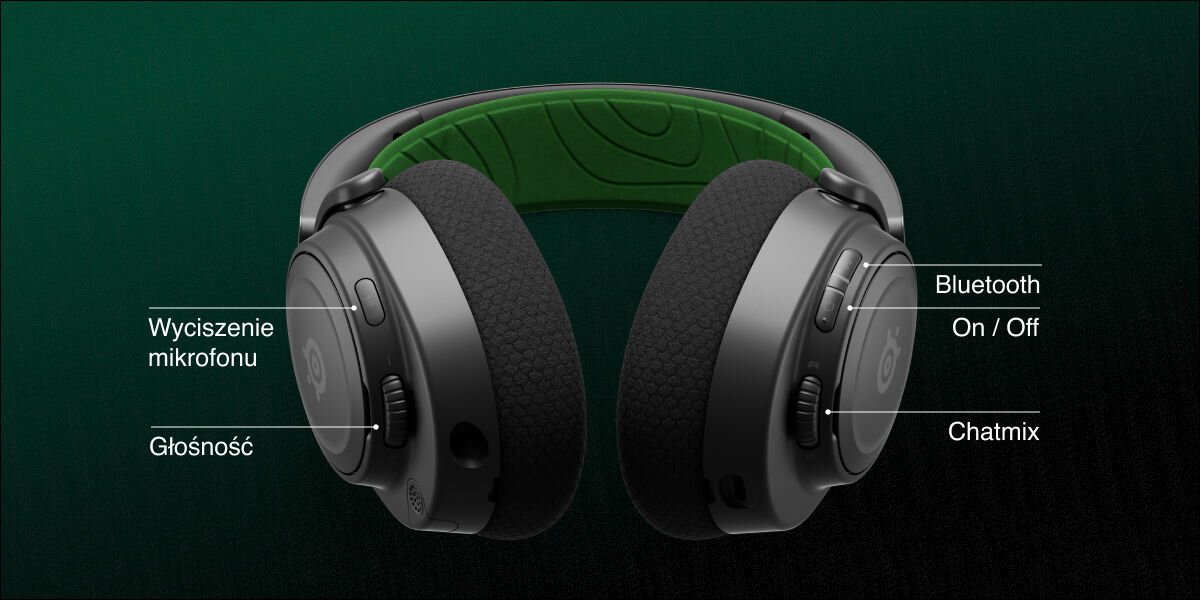 Słuchawki STEELSERIES Arctis Nova 7X regulacja funkcje przycisk bluetooth oprogramowanie