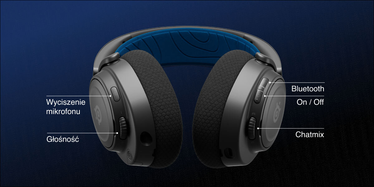 Навушники STEELSERIES Arctis Nova 7P, функції налаштування, кнопка Bluetooth, програмне забезпечення