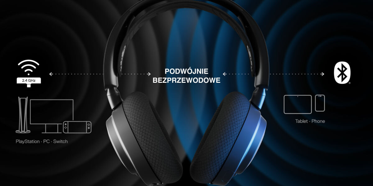 Słuchawki STEELSERIES Arctis Nova 7 przełączanie klucz sprzętowy adapter