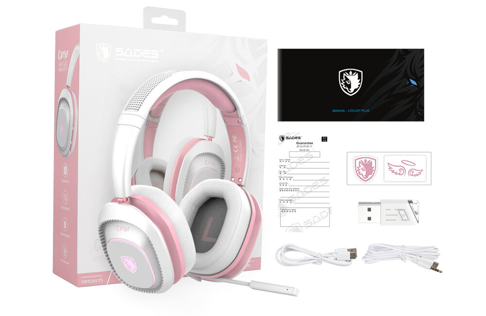 Słuchawki SADES Carrier waga lekkość komfort konstrukcja podświetlenie przetworniki bezprzewodowa i przewodowa łączność mikrofon nauszniki pałąk