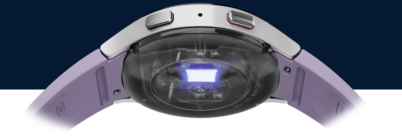 System zaawansowanych sensorów mierzy parametry organizmu podczas noszenia Galaxy Watch5 System zaawansowanych sensorów mierzy parametry organizmu podczas noszenia Galaxy Watch5