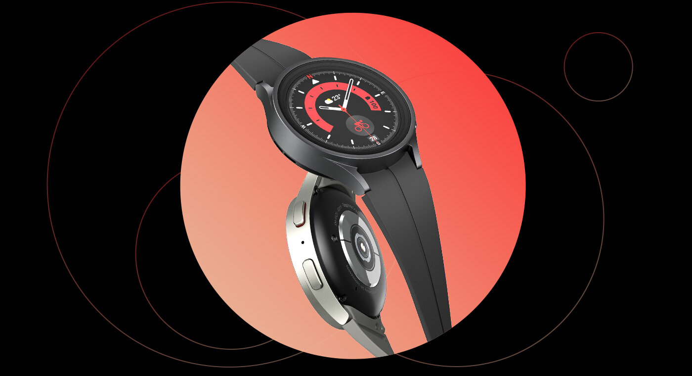 Klasyczny okrągły design zegarka Samsung Galaxy Watch5 Pro dopasowany do każdej stylizacji Klasyczny okrągły design zegarka Samsung Galaxy Watch5 Pro dopasowany do każdej stylizacji