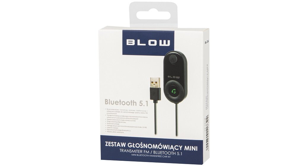 Transmiter FM BLOW 74-161 Zestaw głośnomówiący Zasilanie wysoka jakość odtwarzanie muzyki Bluetooth Zestaw głośnomówiący sterowanie łatwa obsługa