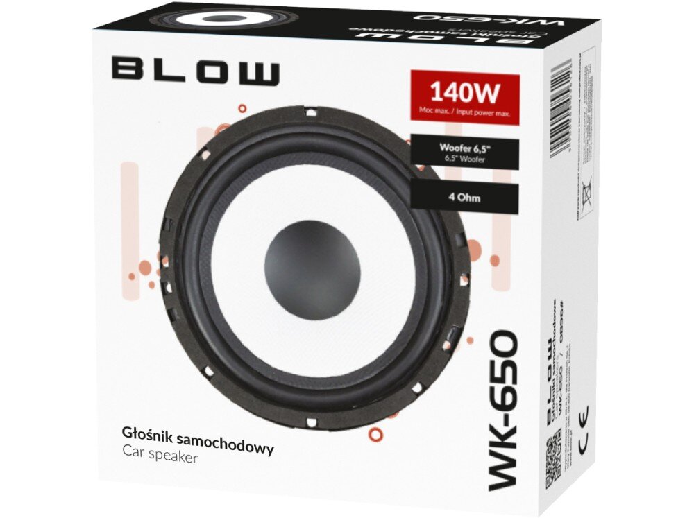 Głośnik samochodowy BLOW WK650 montaż mocowanie średnica magnes