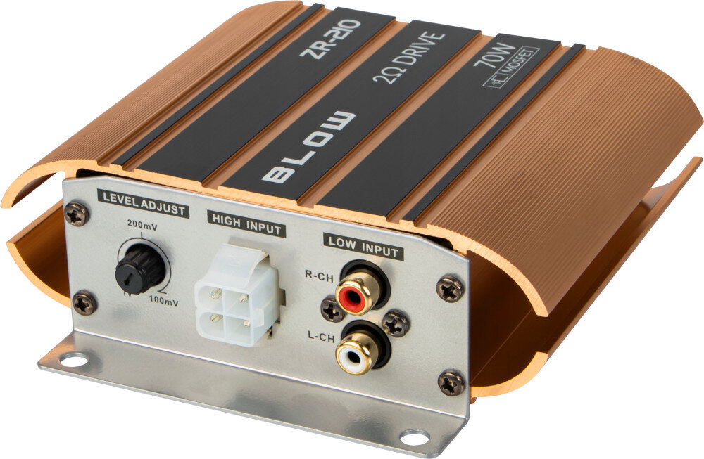 Wzmacniacz samochodowy BLOW ZR210 moc parametry regulacja zniekształcenia