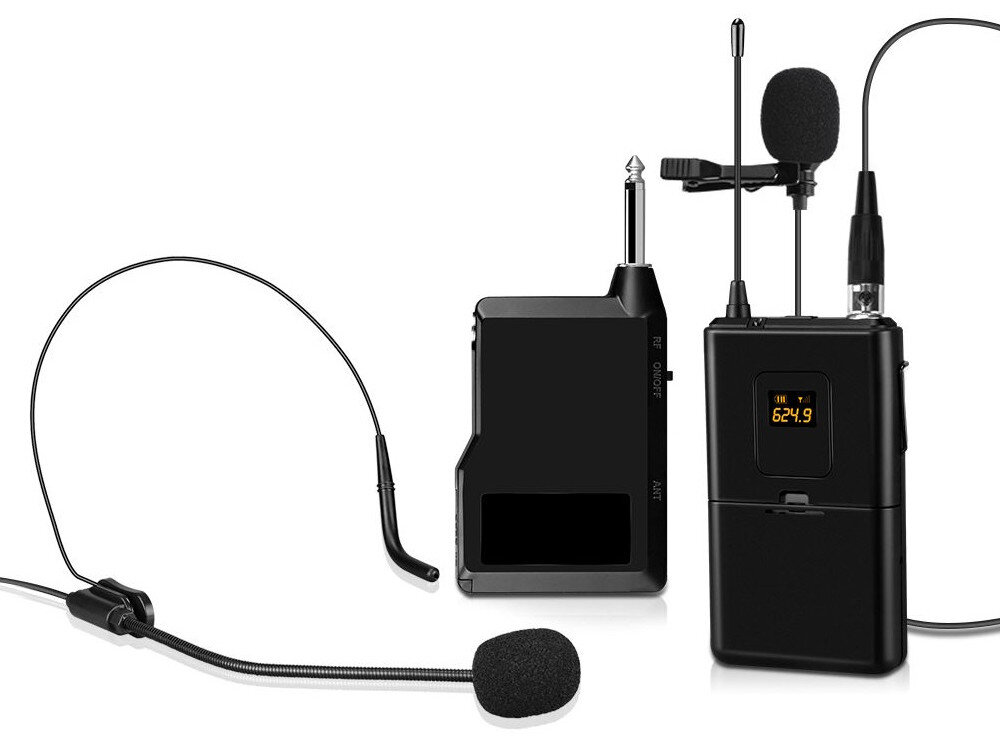 System bezprzewodowy MOZOS MIC-UHF-SET krawatowy nagłowny