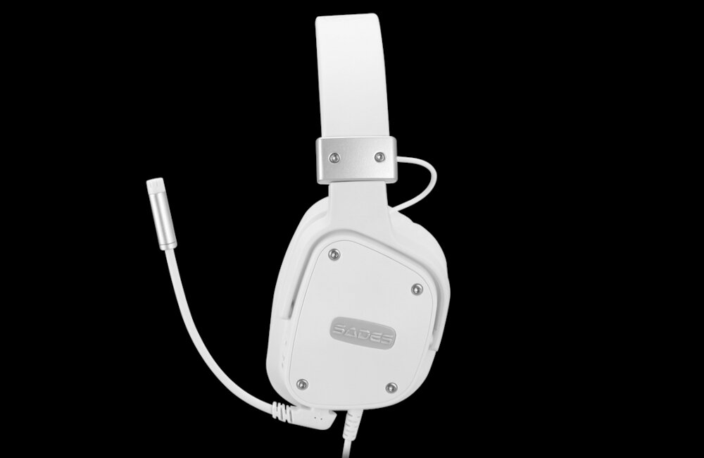 Słuchawki SADES Snowwolf Biały mikrofon rozmowy głos nauka praca komunikacja