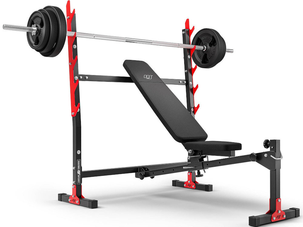 Ławka do ćwiczeń MARBO SPORT MH-L107 2.0 haki 6 poziomów stalowe profile