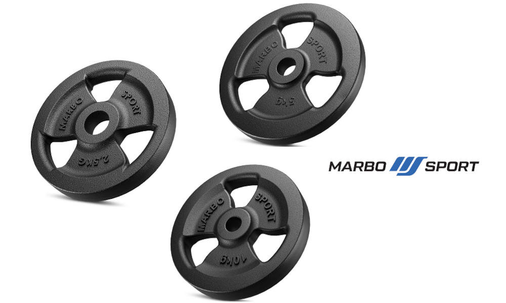 MARBO SPORT MW-113KG-KIER G otwór gryf stabilność trening obciążenia uchwyty waga
