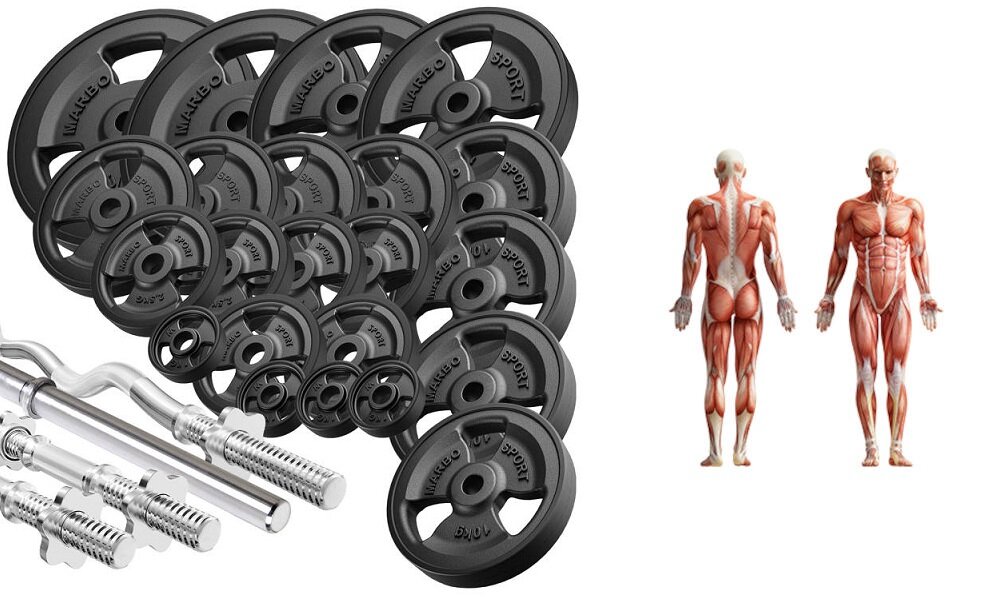 MARBO SPORT MW-172KG-KIER G ćwiczenia gryfy obciążenia sztanga hantle