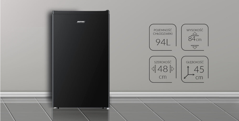 Lodówka MPM 94-CJH-22 84cm Czarny regulowane nóżki cicha praca