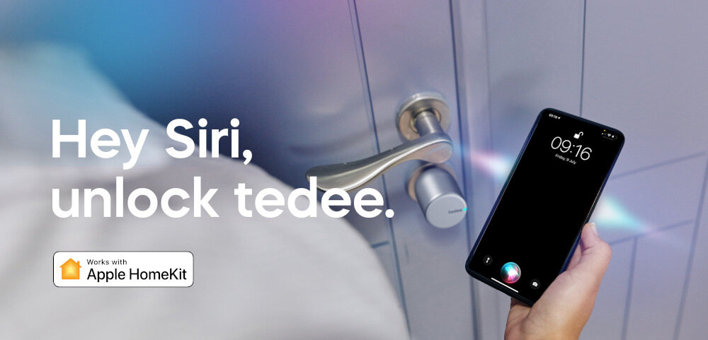 Zamek TEDEE TSX 1.0A HK sterowanie mostek aplikacja mobilna otwieranie głosem Siri Google Assistant Amazon Alexa