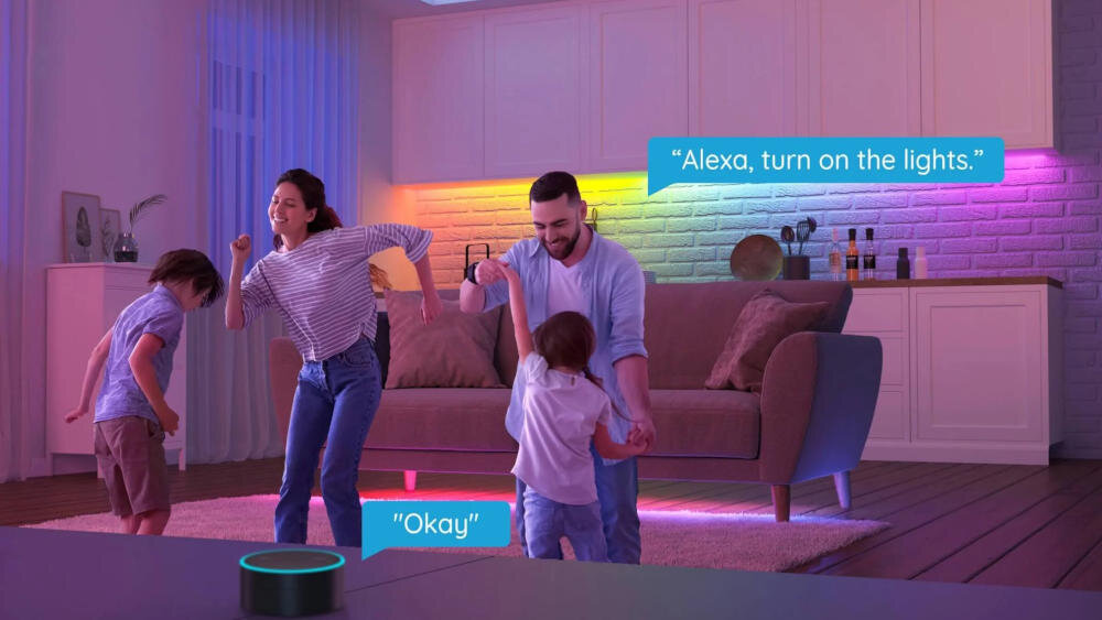 GOVEE lampa aplikacje włączanie wyłączanie jasność kolor alexa google assistant komendy głosowe