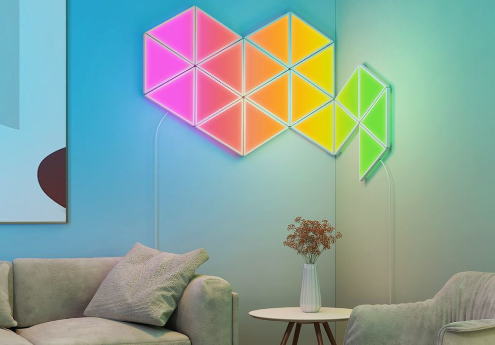 Panel świetlny GOVEE H6067 Glide Tri-angle Wi-Fi panele na ścianie Synchronizacja oświetlenia Govee DreamView z filmami i grami dla większej imersji