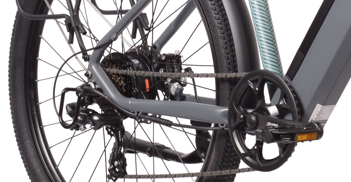 ROWER ELEKTRYCZNY MTB LANCIA YPSYLON GENIO 27.5 SZARY M43 17 mocny silnik wydajna praca daleki dystans