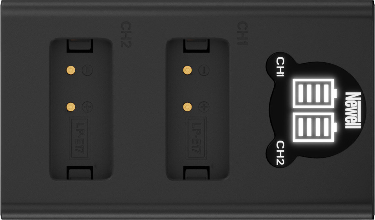 Ładowarka dwukanałowa NEWELL DL-USB-C + 2 akumulatory LP-E17 do Canon system elektronika zabezpieczenia ochrona