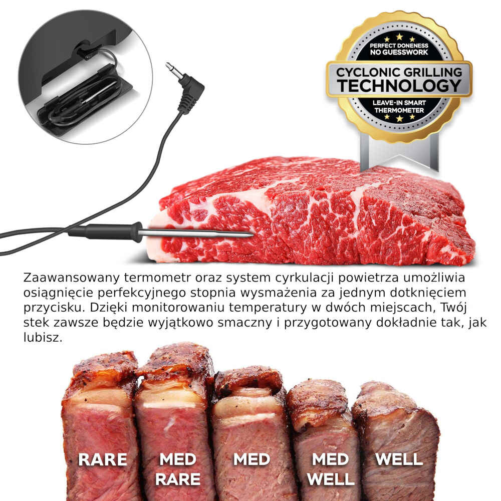 Frytkownica beztluszczowa TURBOTRONIC TT-AG700 Srebrny Air Fryer Wbudowany termometr wyposazenie