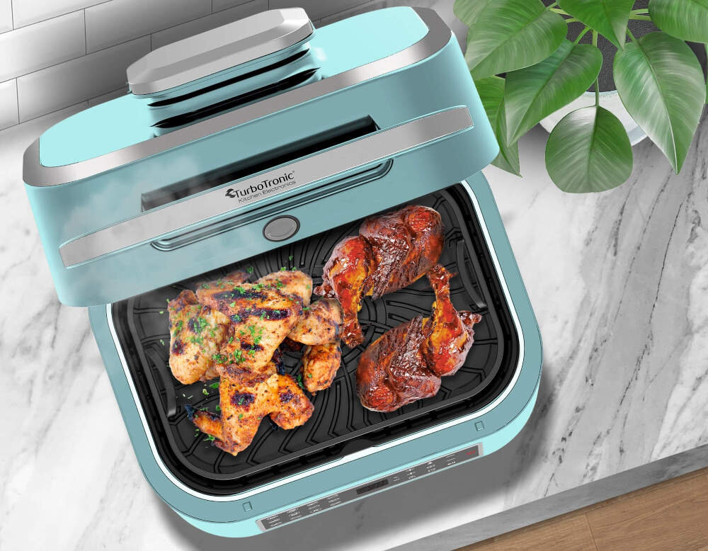 Frytkownica beztluszczowa TURBOTRONIC TT-AG700 Srebrny Air Fryer Air Fryer stylowy wyglad design cechy kolorystyka