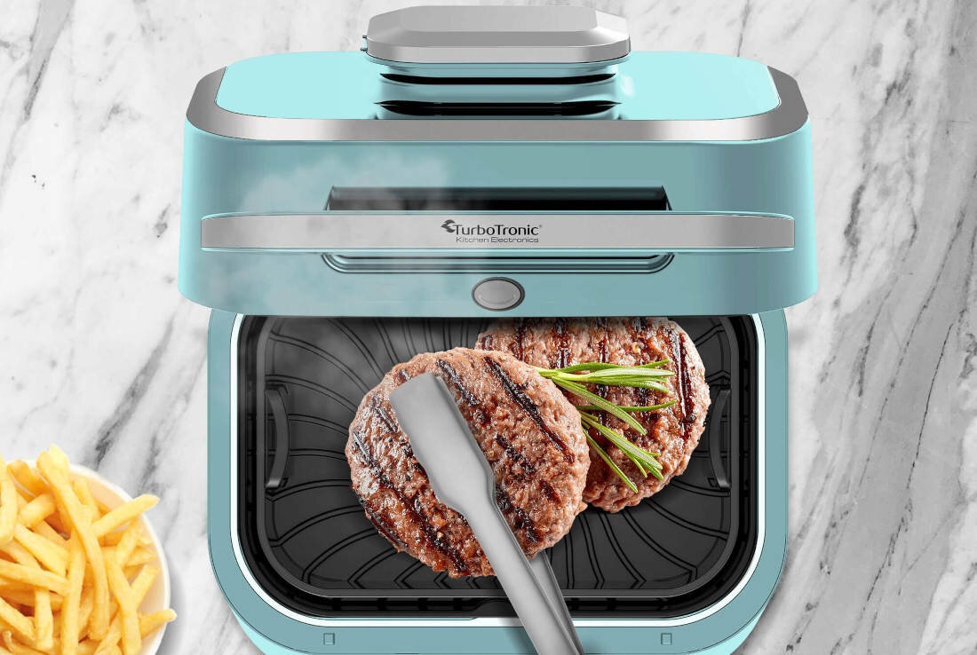 Frytkownica beztluszczowa TURBOTRONIC TT-AG700 Srebrny Air Fryer 2w1 grill elektryczny
