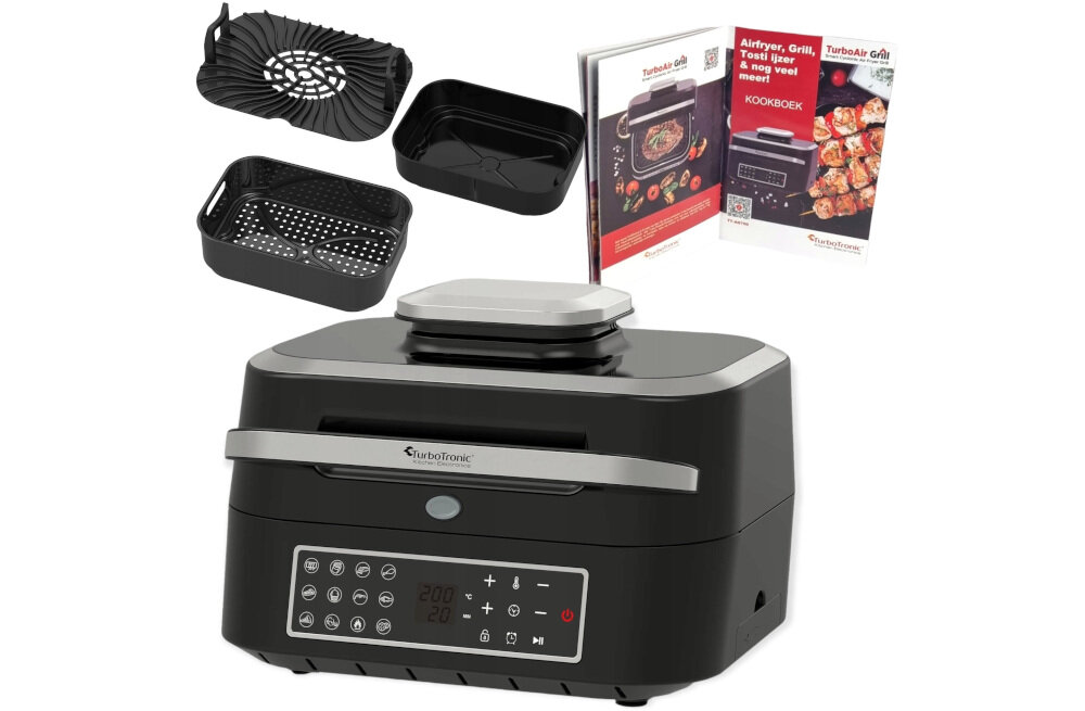 Frytkownica beztluszczowa TURBOTRONIC TT-AG700 Srebrny Air Fryer wyposazenie zestaw akcesoria komplet