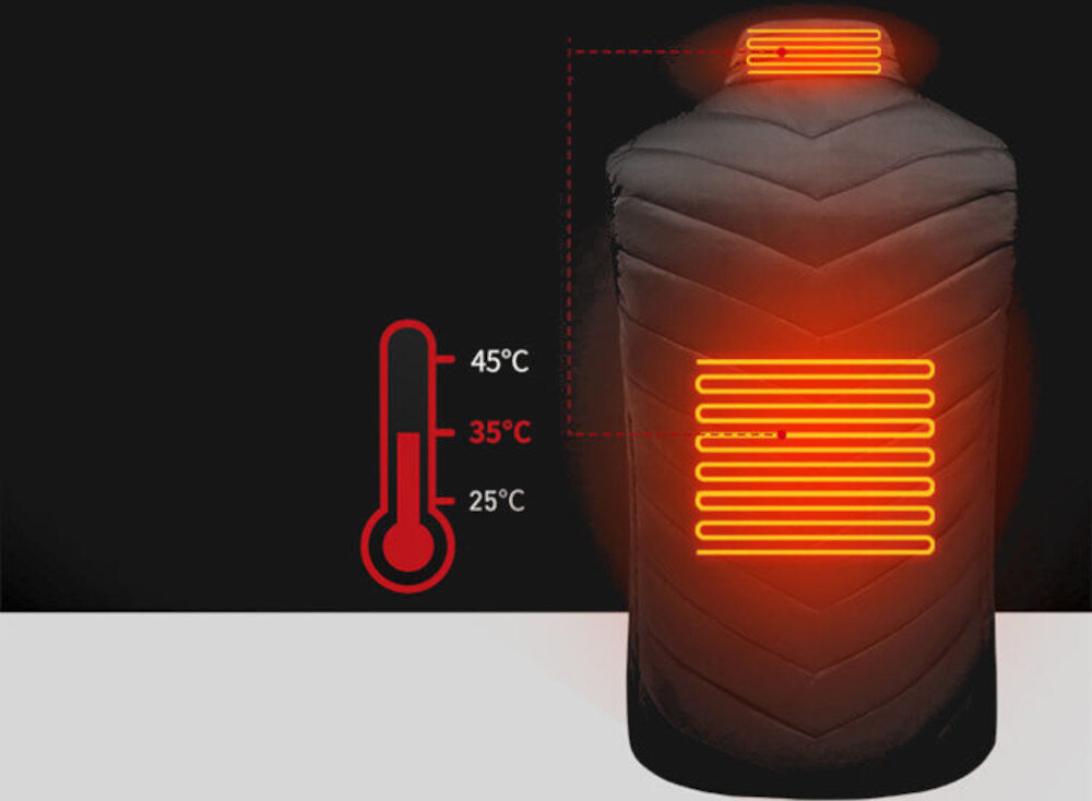 Podgrzewana kamizelka MOZOS HV1 (rozmiar L) Czarny panele grzewcze temperatura
