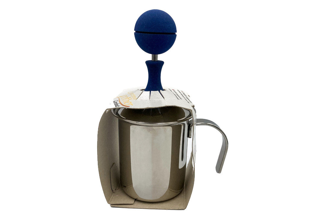 Spieniacz FRABOSK Combat 1 TZ Niebieski Pianka w kilka chwil z trwałej stali nierdzewnej pojemność estetyczny wygląd Cappuccino, Caffe Latte oraz Caffe Latte Macchiato