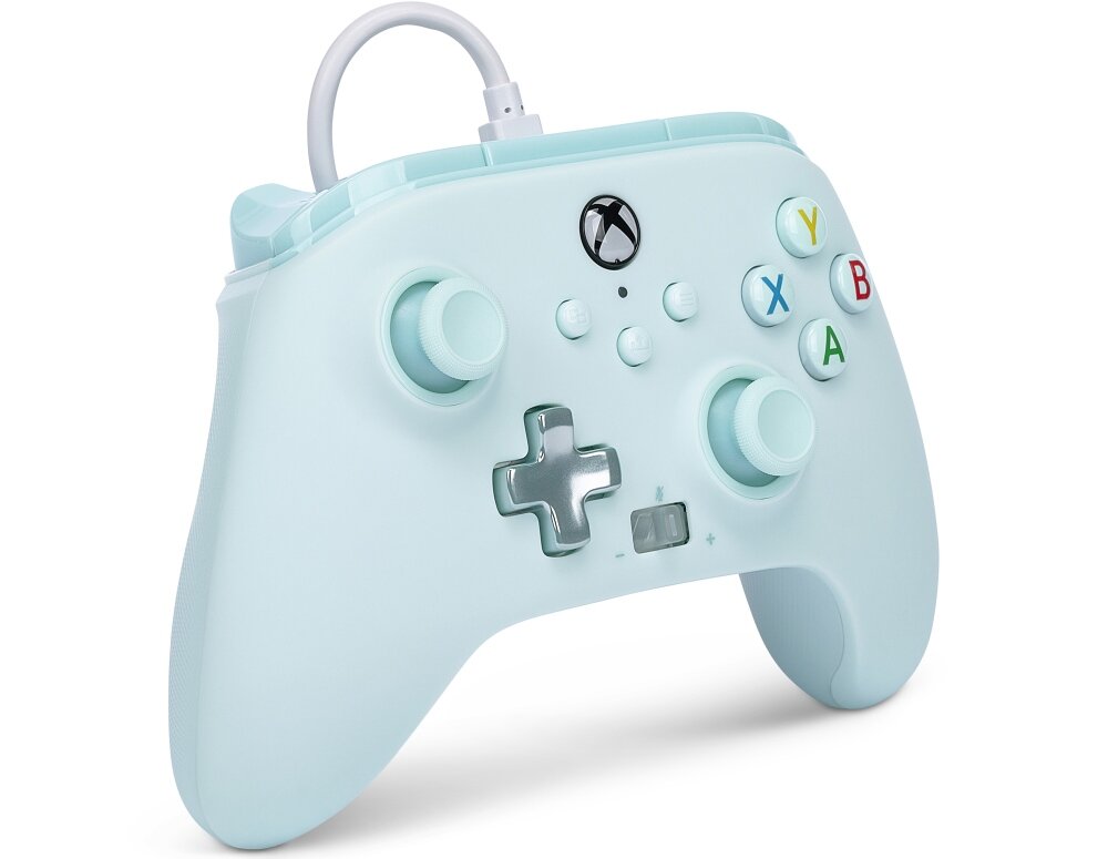 Kontroler POWERA Enhanced jakość wykonanie sterowanie drążki analogowe udostępnianie osiągnięcia zrzuty ekranów możliwości konfiguracja mapowanie drgania silniczki wibracyjne gniazdo pokrętło regulacji głośności kabel USB opakowanie zestaw