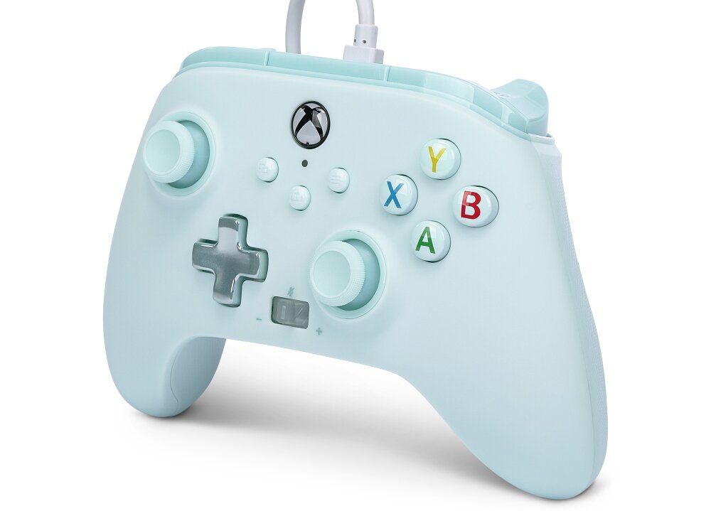 Kontroler POWERA Enhanced jakość wykonanie sterowanie drążki analogowe udostępnianie osiągnięcia zrzuty ekranów możliwości konfiguracja mapowanie drgania silniczki wibracyjne gniazdo pokrętło regulacji głośności kabel USB opakowanie zestaw