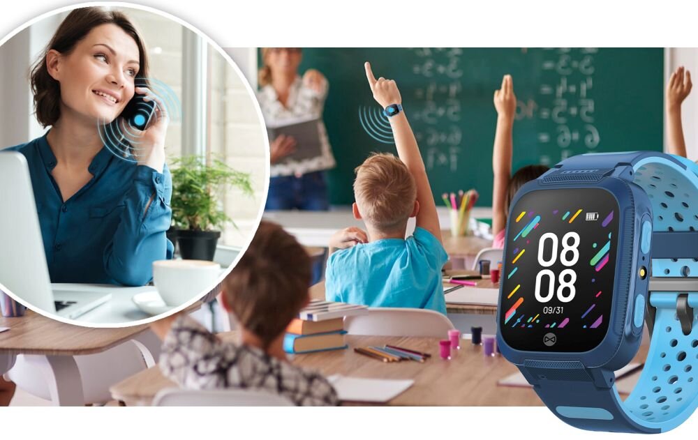 SMARTWATCH FOREVER GPS KIDS FIND ME 2 ekran bateria czujniki zdrowie sport pasek ładowanie pojemność rozdzielczość łączność sterowanie krew puls rozmowy smartfon aplikacja