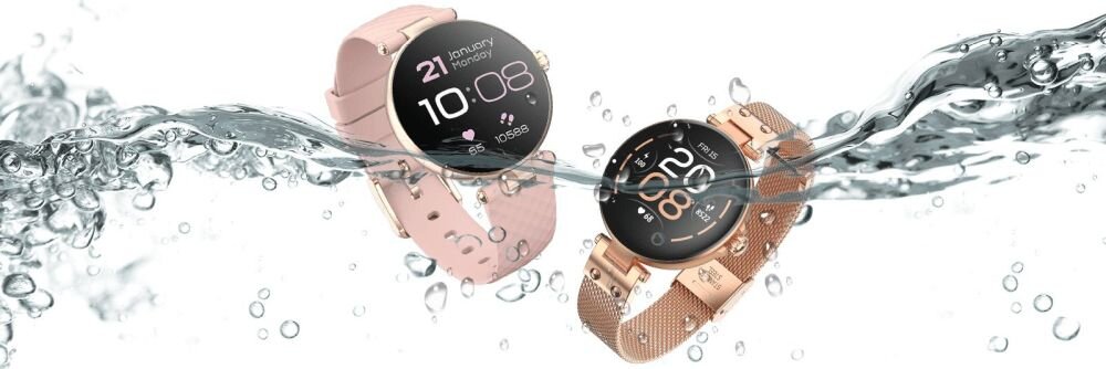 Smartwatch FOREVER Forevive Petite ekran bateria czujniki zdrowie sport pasek ładowanie pojemność rozdzielczość łączność sterowanie krew puls rozmowy smartfon aplikacja