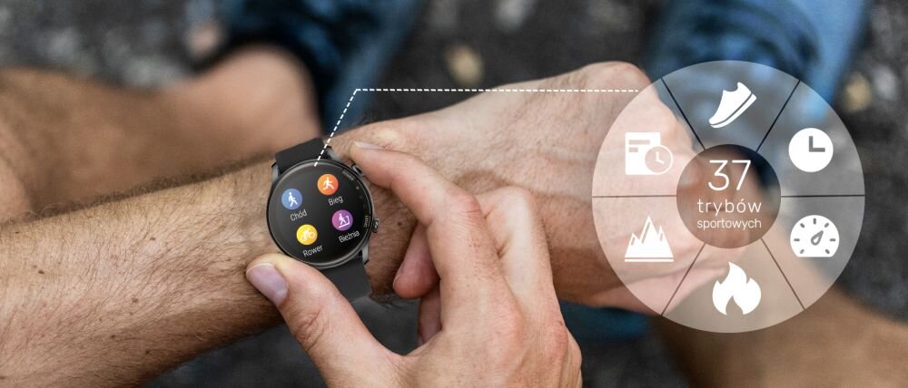 Smartwatch FOREVER Grand SW-700 ekran bateria czujniki zdrowie sport pasek ładowanie pojemność rozdzielczość łączność sterowanie krew puls rozmowy smartfon aplikacja