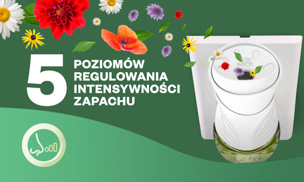 Wkład do odświeżacza powietrza AIR WICK Pierwszy Dzień Wiosny 19 ml
 5 poziomów intensywności