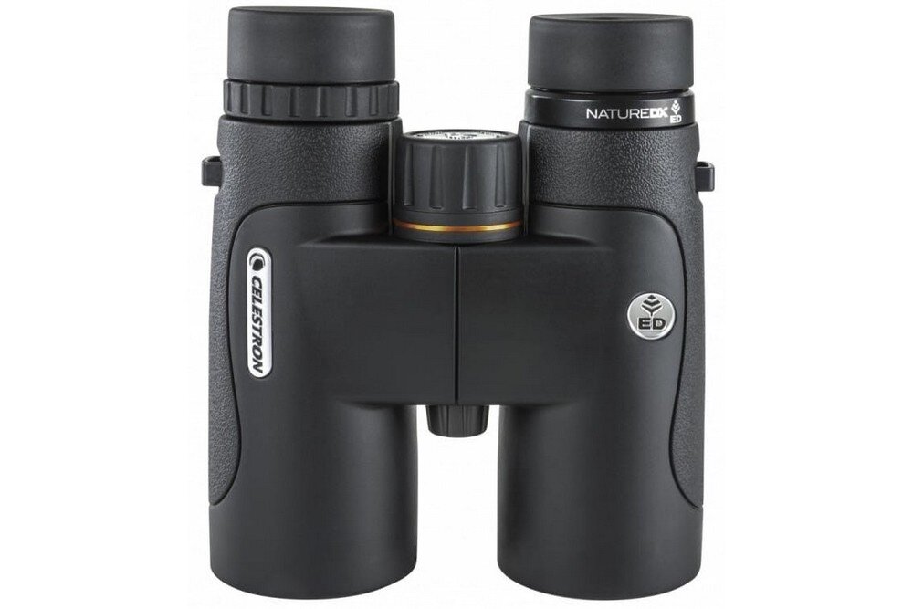 Lornetka CELESTRON Nature Dx 10x42 ED Roof optyka waga konstrukcja ogniskowa zoom przybliżenie dioptria muszle oczne obiektywy soczewki pryzmat powłoka gwint okulary obserwacja przyroda sport powiększenie 