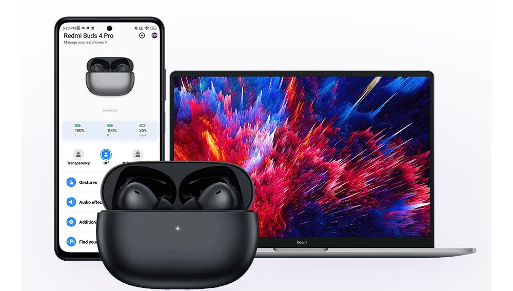 Słuchawki dokanałowe XIAOMI Redmi Buds 4 Pro design komfort lekkość dźwięk jakość wrażenia słuchowe ergonomia lekkość sport aktywność podróże czas pracy działanie akumulator