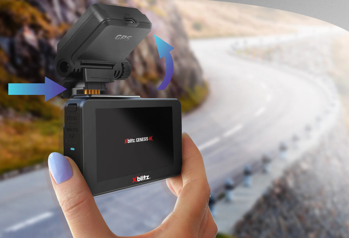 Wideorejestrator XBLITZ Genesis 4K aktywny uchyt zapewniajacy stabilne polozenie