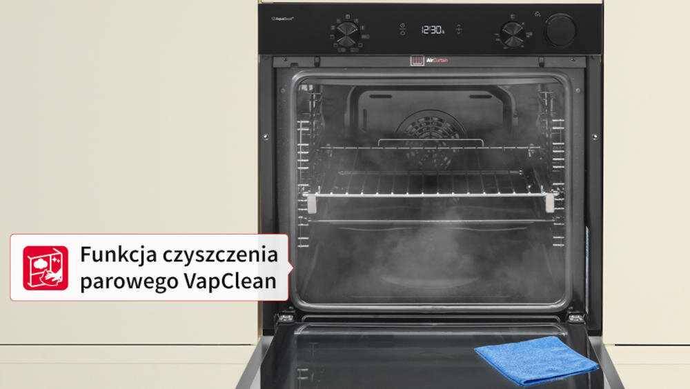 SHARP K-74P51BNL-PL funkcja czyszczenie parowe vapclean usuwanie zabrudzenia piekarnik ekologiczne tanie rozwiązanie czystość demontaż drzwiczki