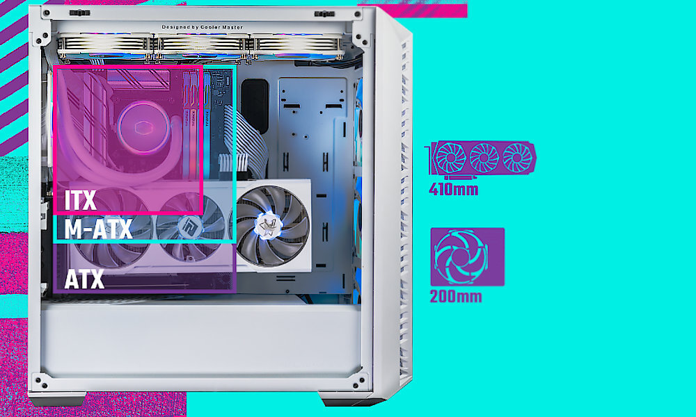 Obudowa COOLER MASTER MasterBox 520 Mesh Biały Kompatybilność ITX, M-ATX i ATX