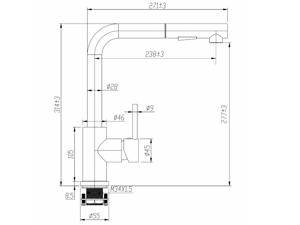 Bateria BERG Porta 130231 Chrom szybko wygodnie strumien ciagly strumien prysznicowy funkcjonalna