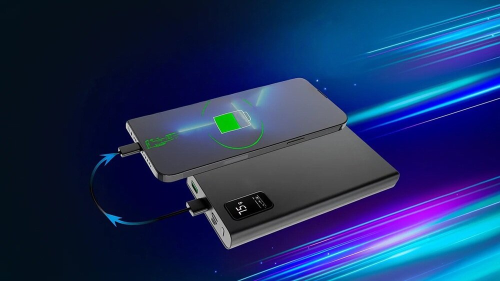 Powerbank EXTRALINK EPB-067B 10000mAh 22.5W Czarny dwa wejściowe załącza, wygodne ładowanie, elastyvczne ładowanie urządzeń